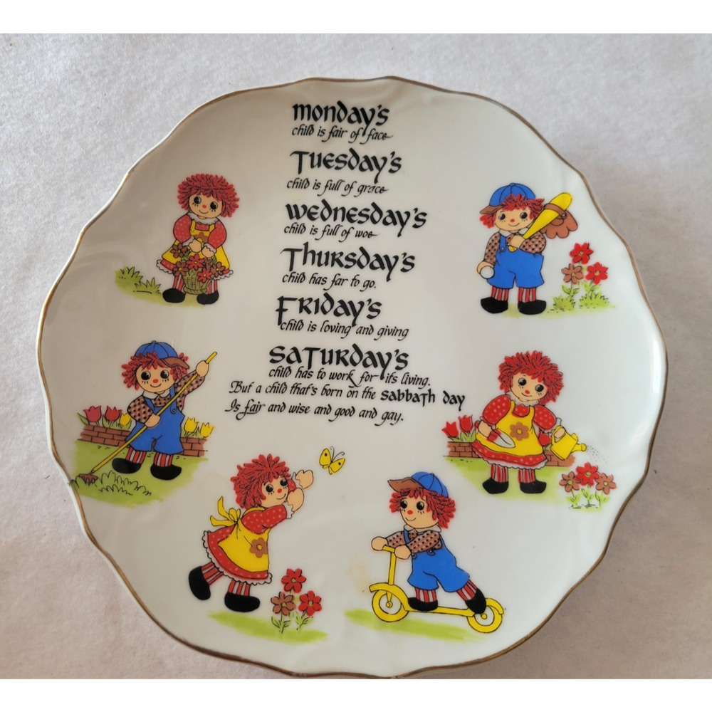 Vtg 1974‎ Albert Price Collectible Plate Raggedy Ann Andy Days of the Week